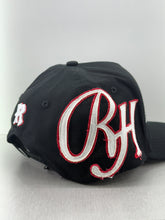 Load image into Gallery viewer, Upside down black and red La ranch SnapBack hat 🧢
