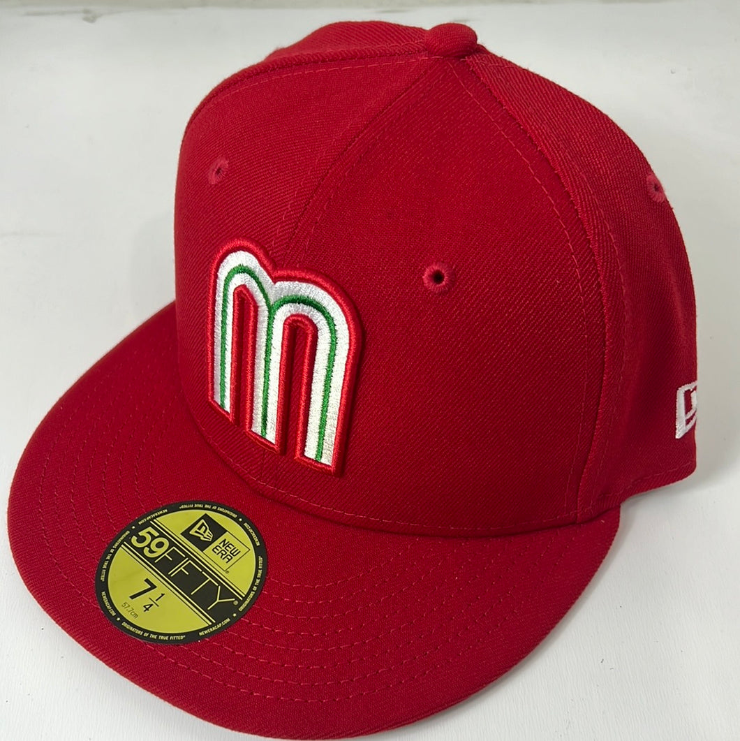 Red mexico new era fitted hat
