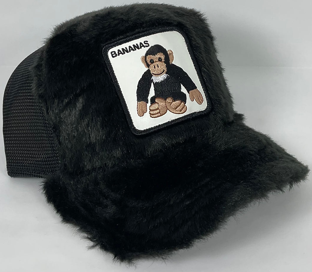 Goring Bros Bananas Monkey Black Fur Brand New Adjustable Snap Back !!!