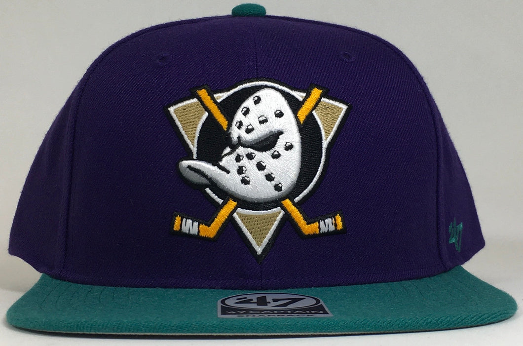 Anaheim Ducks 47 Captain Snap Back Adjustable Purple/Turquois Brand New Ships Now !!!