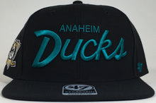 Load image into Gallery viewer, Anaheim Ducks 47 Captain Snap Back Adjustable Black/Turquois Brand New Ships Now !!!

