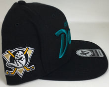 Load image into Gallery viewer, Anaheim Ducks 47 Captain Snap Back Adjustable Black/Turquois Brand New Ships Now !!!
