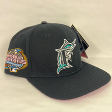 Load image into Gallery viewer, Florida marlins pro Standard side patch pink bottom snapback
