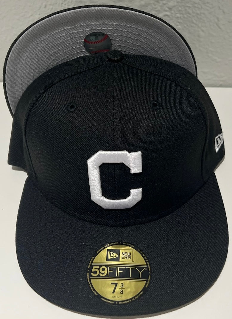 Cleveland 7 3/8 New Era Fitted Black/White Brand New !!!