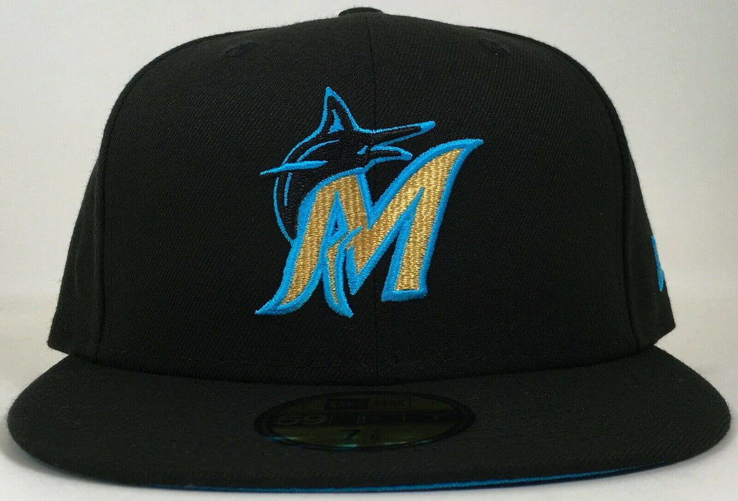 Miami Marlins 59FIFTY Fitted New Era Baby Blue Brim Brand New Ships Now !!!