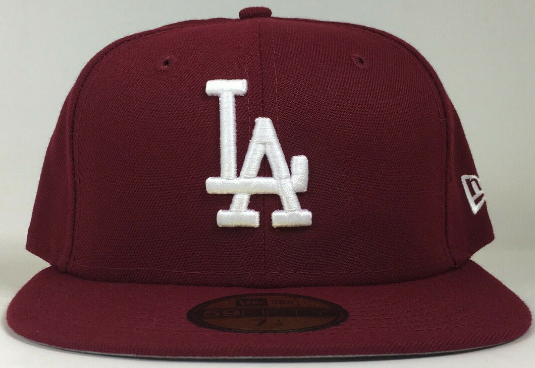 Los Angeles Dodgers New Era 59FIFTY Fitted Burgundy/White Brand New !!!