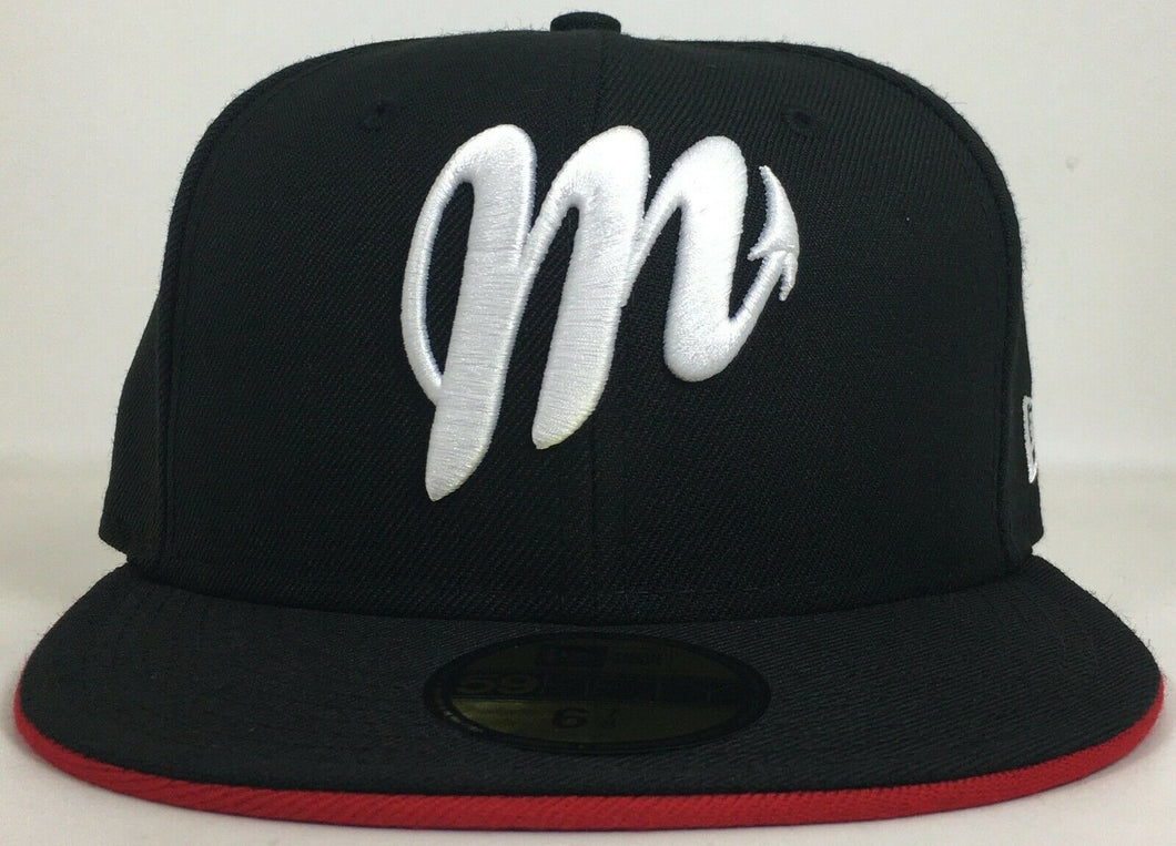 Diablos Rojos De Mexico Black/White Fitted Hat 59FIFTY Mexican Baseball LMB !!!