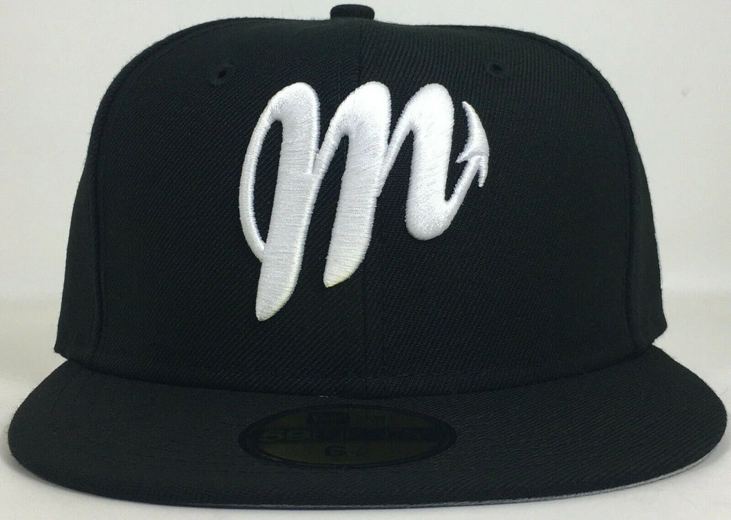 Diablos Rojos De Mexico Black/White Fitted Hat 59FIFTY Mexican Baseball LMB !!!